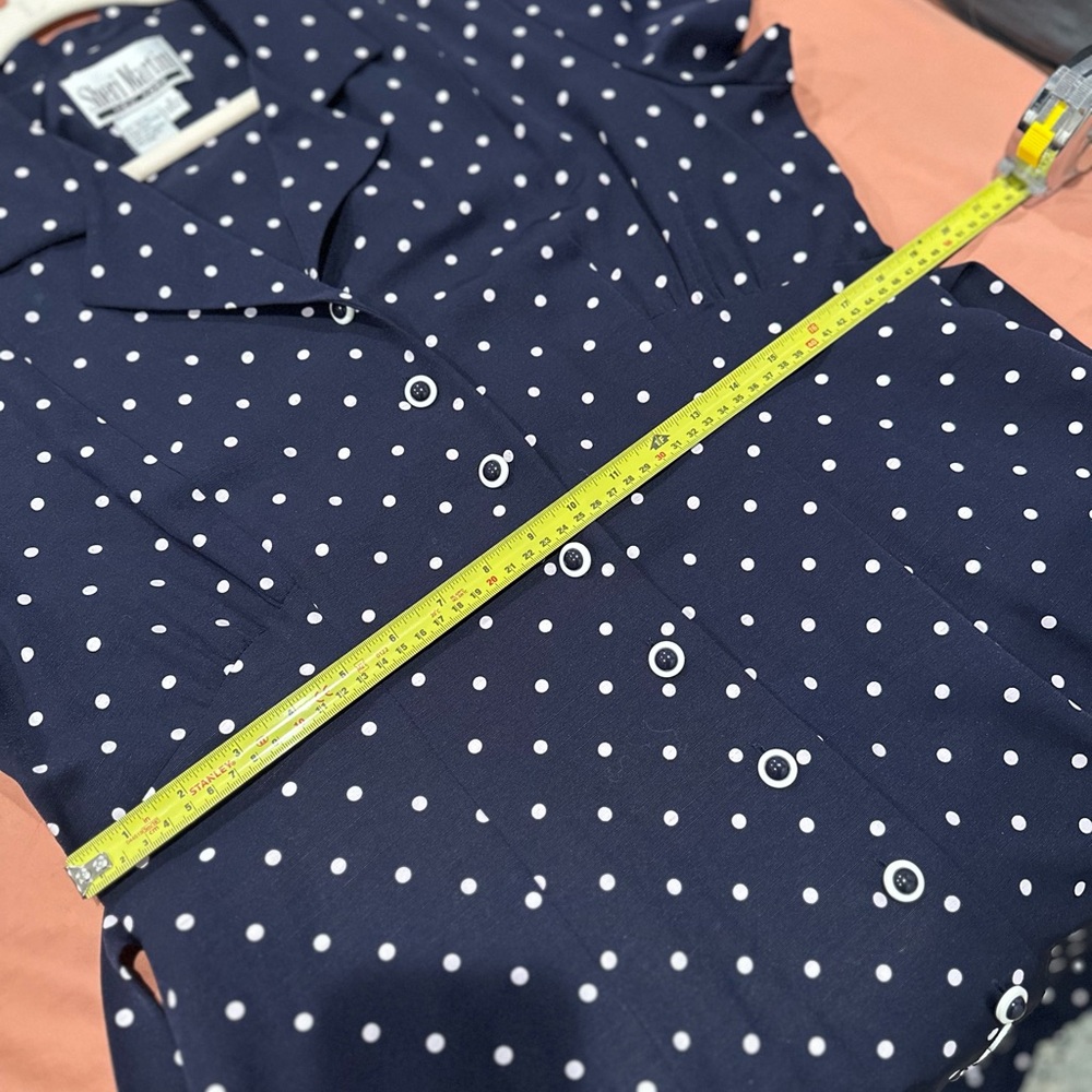 Sheri Martin Midnight Blue Polka Dot Midi Dress - Picture 9 of 13